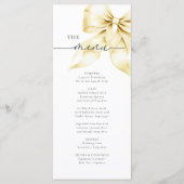 Gold Bow Bridal Shower Menu Card (Voorkant)