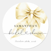 Gold Bow Bridal Shower Round Sticker (Voorkant)