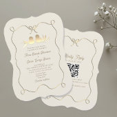 Gold Bow bruiloft uitnodiging met QR-code