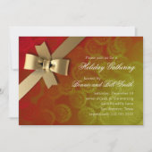 Gold Bow Circles Vacances Invitation (Devant)