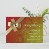 Gold Bow Circles Vacances Invitation (Debout devant)
