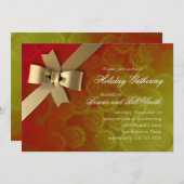 Gold Bow Circles Vacances Invitation (Devant / Derrière)