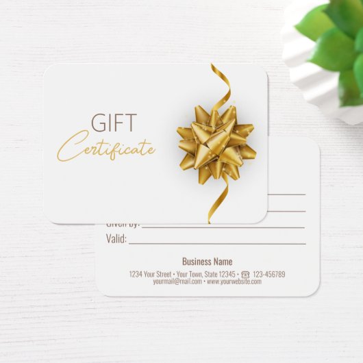Gold Bow Classy Lumineuse Élégante Carte cadeau bl (Bureau)