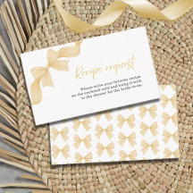 Gold Bow Coquette Bridal Shower Recipe Request