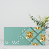 Gold Bow Festive Modern Mint boîte cadeau Carte ca (Debout devant)