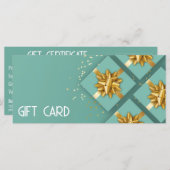 Gold Bow Festive Modern Mint boîte cadeau Carte ca (Devant / Derrière)