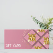 Gold Bow Festive Modern Pink boîte cadeau Carte ca (Debout devant)