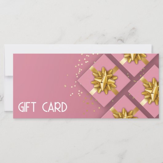 Gold Bow Festive Modern Pink boîte cadeau Carte ca (Devant)