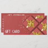 Gold Bow Festive Modern Red boîte cadeau carte cad (Devant / Derrière)