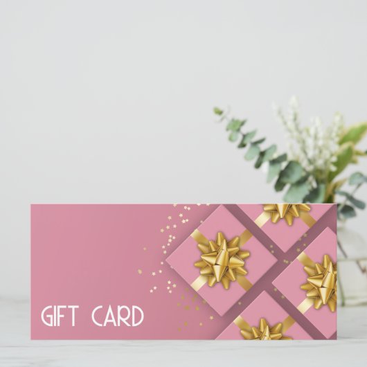 Gold Bow Festive Moderne Roze Cadeaudoos Cadeaukaa (Staand voorkant)