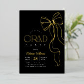 Gold Bow Graduation Invitation Folie Uitnodiging (Staand Voorkant)