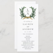 Gold Bow & Green Garland Wedding Ceremony Program Programma (Voorkant / Achterkant)