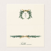 Gold Bow & Greenery Border Ivory Place Card (Outside Unfolded)