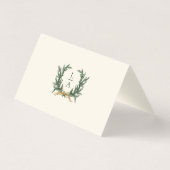 Gold Bow & Greenery Border Ivory Place Card Kaart (Achterkant)