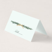 Gold Bow & Greenery Border Mint Wedding Place Card (Front)