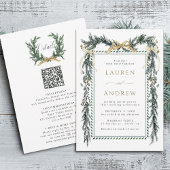 Gold Bow & Greenery Garland Wedding All in One Kaart