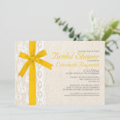 Gold Bow & Lace Bridal Shower-uitnodigingen Kaart (Staand voorkant)