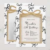Gold Bow Lijst & Little Black Bows Verjaardag Kaart (Voorkant / Achterkant)