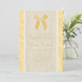 Gold  Bow & Linen Wedding Invitations Kaart (Staand voorkant)