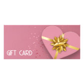 Gold Bow Lovely Pink Heart boîte cadeau Carte cade (Devant)