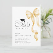 Gold Bow Photo Graduation Party Invitation (Debout devant)