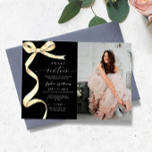Gold Bow Photo Sweet 16 Anniversaire Invitation
