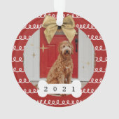 Gold Bow Red & White Swirl Motif Chien photo os (dos)