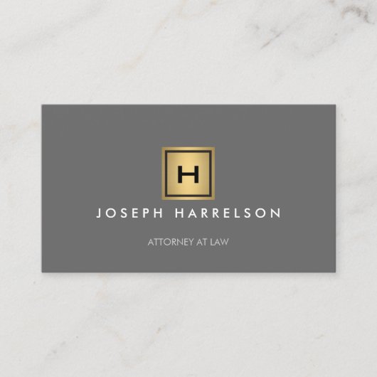 GOLD BOX LOGO met UW INITIAAL/MONOGRAM op grijs Visitekaartje (Voorkant)