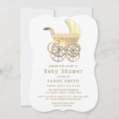 Gold Boy or Girl Stroller Pram Baby shower Invite Kaart (Voorkant)