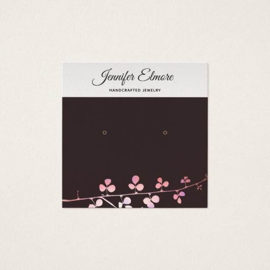 Gold Branch Black Earring Studs Display Holder Vierkante Visitekaartjes (Voorkant)