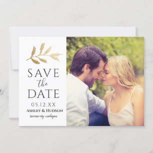 Gold Branch Wedding White Save The Date