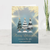 Gold Branches Pine Trees Corporate Feestdagen Kaart (Voorkant)