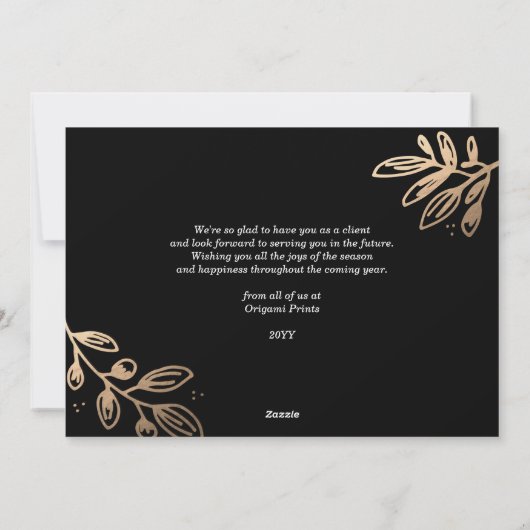 Gold Branches-ziekteverzekeringskaart Feestdagenkaart (Achterkant)