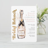 Gold Bridal Brunch Bubbly Invitation de douche nup (Debout devant)