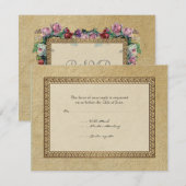 Gold Brocade Damask Floral Formal Elegant RSVP (Voorkant / Achterkant)