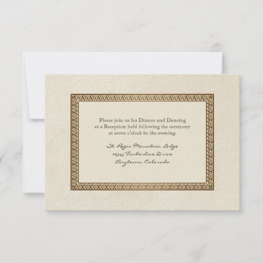 Gold Brocade Damask Floral Invitation de réception (Devant)