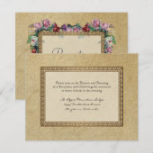 Gold Brocade Damask Floral Invitation de réception (Devant / Derrière)