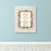 Gold Brocade Floral Love is Weddenschap Personaliz Canvas Afdruk (Insitu (Houten vloer))