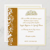 Gold Brocade Muslim bruiloft Kaart (Voorkant / Achterkant)