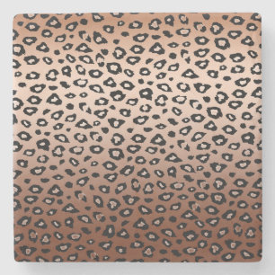 Gold Bronze Black Leopard Print Ombre Stenen Onderzetter