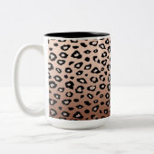 Gold Bronze Black Leopard Print Ombre Tweekleurige Koffiemok (Links)