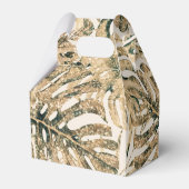 Gold Bronze Glitter Tropical Palm Leaves Weddensch Bedankdoosjes (Achterkant)