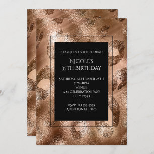 Gold Bronze Léopard Party Willy Chic Invitation