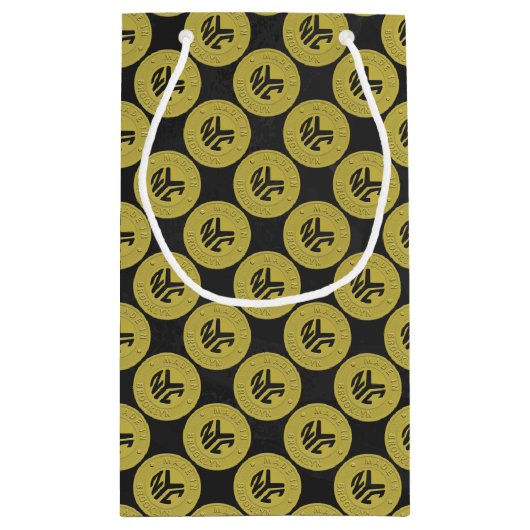 Gold Brooklyn Subway Token Pattern Klein Cadeauzakje (Achterkant)