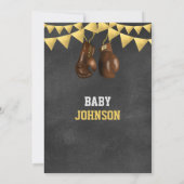 Gold Brown Boy Boxe Boxing Baby Shower-uitvindinge Kaart (Achterkant)