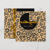 Gold Brown Carriage Leopard Baby shower Kaart (Voorkant / Achterkant)