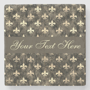 Gold Brown Fleur De Lis  Stone Onderzetter