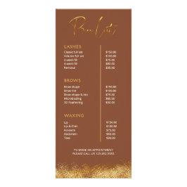 Gold & Brown Lash Tech Price List | Luxury Beauty  Reclamekaart