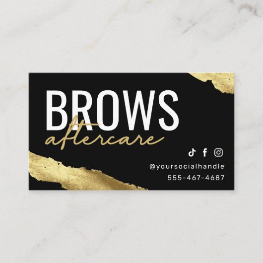 Gold Brows Aftercare Card Visitekaartje (Voorkant)
