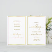 Gold bruiloft-programma, modern font & gouden gren (Staand voorkant)